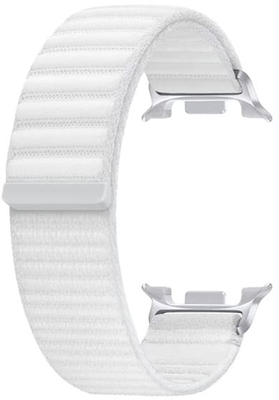 Stravo Wave Nylon bandje – Geschikt voor Samsung Galaxy Watch 9 (40/44mm) / Watch 8 (40/44mm) / 8 Classic (46mm) – Smartwatch horlogeband met golvende lus en klittenband – Wit