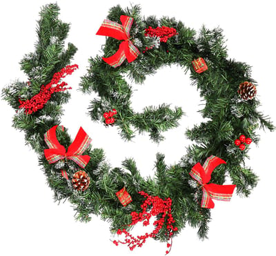 Unyqoos ® Kerst Slinger voor Binnen- en Buitendecoratie met Dennenappels en Bessen, 180 cm Lang