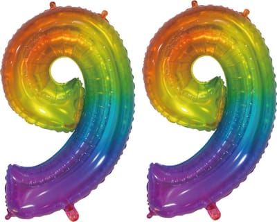 Folieballon 99 jaar Regenboog 76cm