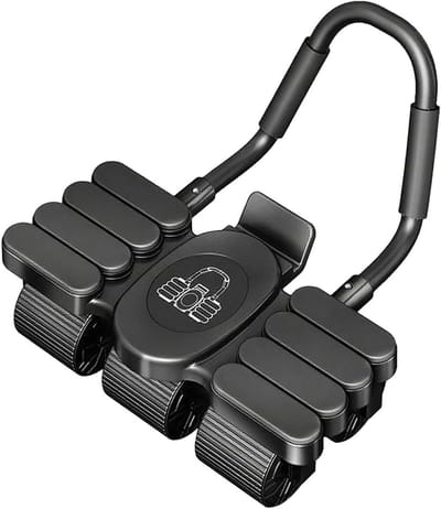 Ab Roller Wiel - Buikspierroller Kerntrainer - Thuis Fitness - Automatische Terugslag - 6 Wielen - Zwart