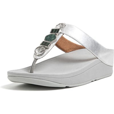 FitFlop Dames teenslippers Fino Stone en Trim Toe-Post sandalen EA1