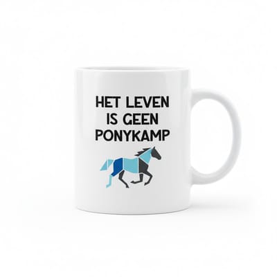 330 ml Motivatie Mok - Het Leven Is Geen Ponykamp met Geometrisch Paard Design