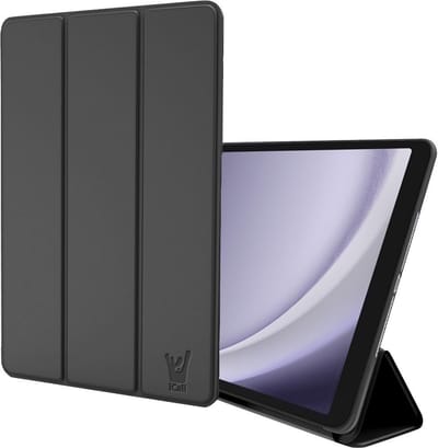 Hoes geschikt voor Samsung Galaxy Tab A9 / Tab A11 – Smart Cover met Tri-Fold Stand – Schokbestendig – Auto Wake/Sleep – TPU Backcase – Zwart