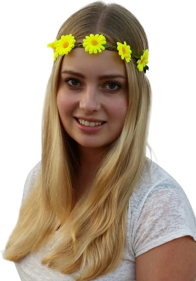 4 bloemenhaarbandjes - Neon geel - Hippie/ Flower Power