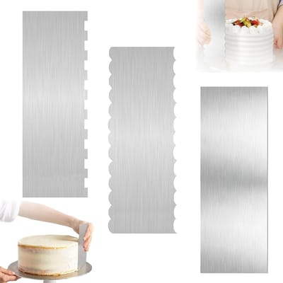 Set van 3 RVS Taartscharen voor het gladstrijken van Botercrème, 22x8cm, Taartspatels en Smoothing Tools voor IJsroomtaarten