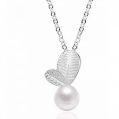 Zilverplating ketting Carlin synthetische parel 45 cm - Charme Bijoux