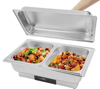 Elektrische warmhoudbak - Voedselverwarmer buffet - Eten warm houden - Instelbare temperatuur - 9 liter capaciteit - Zilver