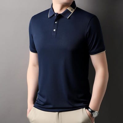 Heren Zomer Korte Mouw T-shirt Mode Pendelen Stretch Geborduurd Kraag POLO Shirt Buiten Business Casual Herenkleding 4XL