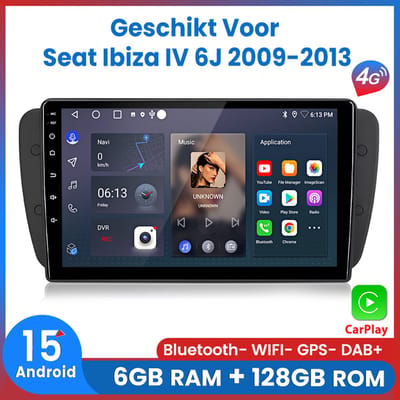 Awesafe Autoradio 6GB+128GB met Carplay en Android auto - Geschikt Voor Seat Ibiza IV 6J 2009 t/m 2013 - Radio scherm met Navigatie GPS - 8 Kern V1PRO Versie - Draadloos Apple Carplay & Android Auto - 2009 2010 2011 2012 2013
