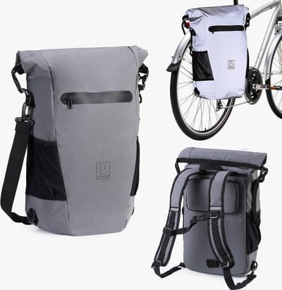 Brisby 20-26 Liter 3 in 1 Waterdichte Rolltop Fietstas - Rugtas - Schoudertas - Ook Voor Elektrische Fiets - 100% Reflectie