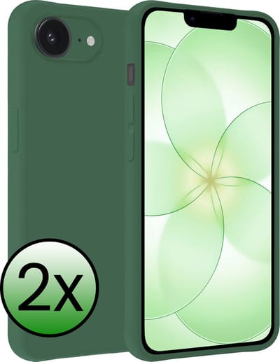Hoesje 2 Stuks - Geschikt voor Apple iPhone 17e - Sterk & Shockproof - Case Siliconen - Back Cover - Telefoon Hoes - Donkergroen