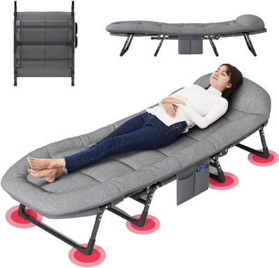 Campingbedje Opvouwbaar - Slaapbank Lounger - Buiten Ontspannen - Verstelbare Rugleuning - 190 x 65 cm - Donkergrijs