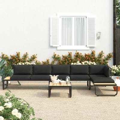 vidaXL - 4-delige - Tuinhoekbankenset - met - kussens - aluminium - en - HKC