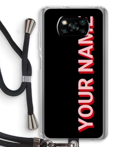 Gepersonaliseerd - Case Company® - Hoesje met koord geschikt voor Poco X3 Pro hoesje met Koord - Namecase - Telefoonhoesje met Zwart Koord - Bescherming aan alle Kanten en Over de Schermrand
