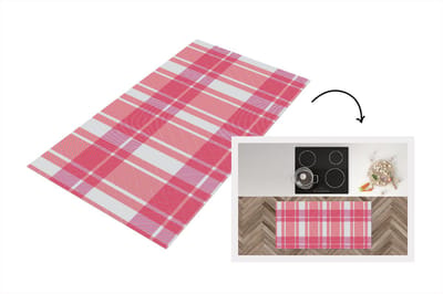 Keukenloper - Loper keuken - Plaid - Roze - Patronen - 120x60 cm - Keukenloper vinyl