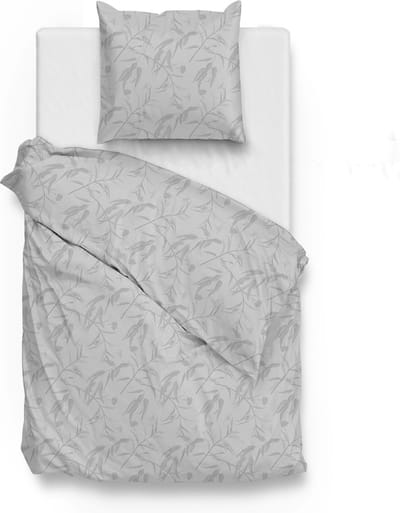 Zohome Fiori-di-Satinado Dekbedovertrek - Eenpersoons - Katoensatijn - 140x200-220cm - Grijs