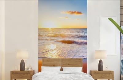 Behang - Fotobehang Strand - Zee - Zon - Horizon - Breedte 120 cm x hoogte 240 cm
