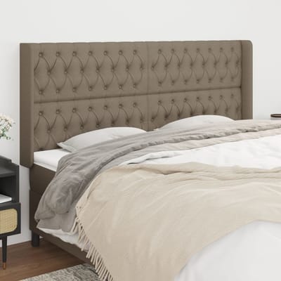 vidaXL - Hoofdbord - met - randen - 203x16x118/128 - cm - stof - taupe