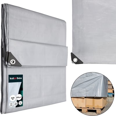 KOTARBAU® Afdekzeil - Polyethyleen - 4 x 6 m - Zilver - 160 g/m² - Waterdicht - Zeil Afdekking - Beschermzeil voor Meubels - Afdekzeil uv-bestendig