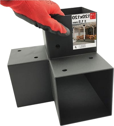 Balkverbinder Hoekverbinding - Houtverbinder Bevestiging - Houten Constructies - 2mm Dik Staal Gepoedercoat - 122x226x222mm - Zwart