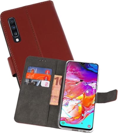 Booktype Telefoonhoesjes - Bookcase Hoesje - Wallet Case - Geschikt voor Samsung Galaxy A70 - Bruin