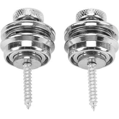 2 stuks Gitaarband Sluitingen Veiligheidsknoppen Heavy Duty Metaal Plat Rond Hoofd Antislip Valbestendig zilver