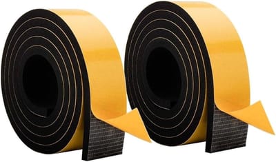 Zelfklevende Foam Tape 10M (2 Rollen van 5M) - 50mm Breed, 10mm Dik, Hoogwaardige Neopreen Weerstrip, Geluiddemping, Schokabsorberend en Antivibratie Isolatie