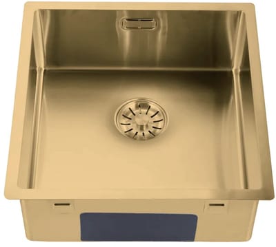 DutchLine - Spoelbak 400x400x180 – Geborsteld Messing Goud