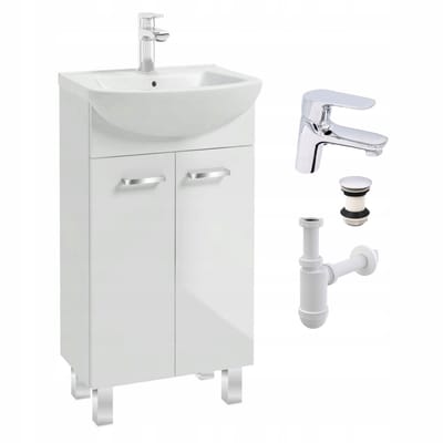 STAMAR - Badmeubel met Wastafel Staand 45 + Sigma Chroom Kraan - Wit