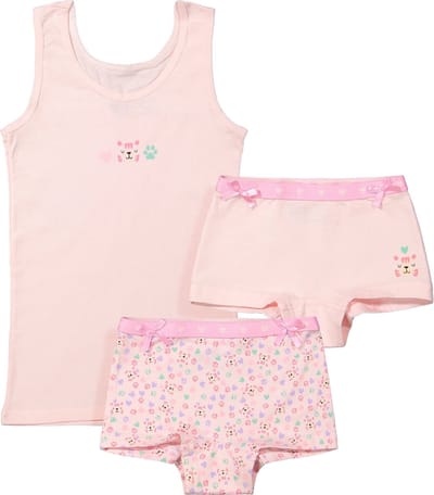 Funderwear meisjes setje Tiger - Onderbroek & Hemdje - Boxershorts - Roze - Groen - Paars - 98