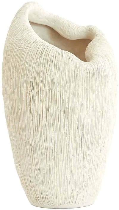 Light & Living Vaas Denisa - Crème - 21.5x20.5x36.5cm - Kunststof - Modern - Bloemenvaas - Woondecoratie - Decoratieve vaas voor woonkamer of slaapkamer