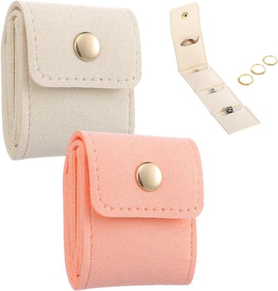Mini Reiskosmetiekoffers voor Sieraden, Handige Opbergdozen voor Oorbellen, Ringen en Kettingen, Compacte Sieraden Organizer voor Op Reis (Beige + Roze)