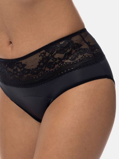 2-pack Menstruatie Midi Slip - Menstruatie ondergoed - Lace - Kanten incontinentie ondergoed - Zwart / 3XL