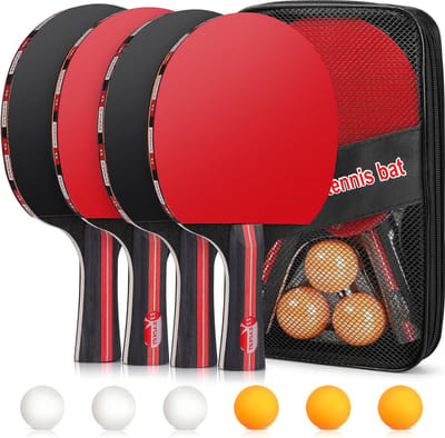 Tafeltennisset, tafeltennisbatjes, pingpongset, trainings-tafeltennisbatjes, set tafeltennisballen, draagbare hoes