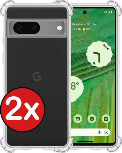Hoesje - 2 Stuks - Geschikt voor Google Pixel 7 - Sterk & Shockproof - Back Cover - Siliconen Case - Telefoon Hoes Shock Proof - Telefoonhoes - Transparant