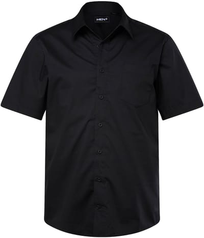 Men Plus - Heren - Businesshemd korte mouwen Easy Care Vario-kraag Comfort Fit - Zwart - Maat 3XL