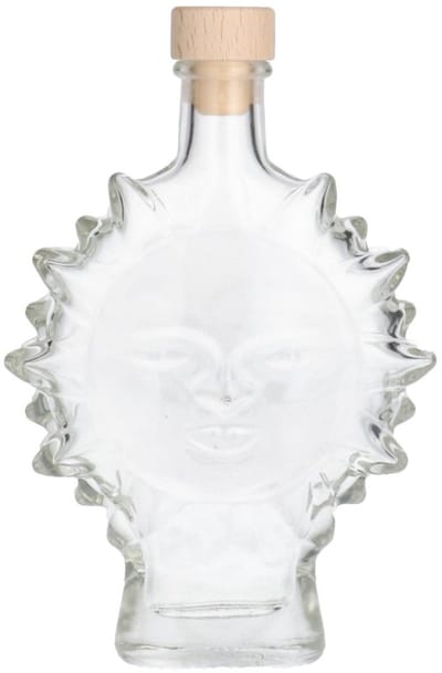 Glazen Fles 'Zon' - 200 ml - Decoratieve Flessen, Glazen Flesjes Met Dop - Vorm: Zon Glas - Transparante Fles - Glas - 1 Stuk