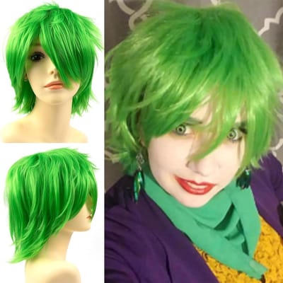 Cosplay Anime Peruk met Korte Haar in Neon Groen voor Mannen en Vrouwen - Perfect voor Halloween en Carnaval Accessoires