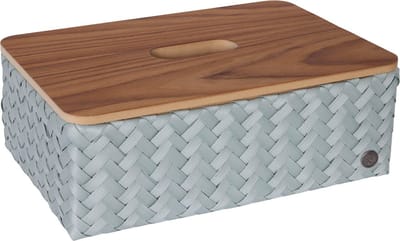 Opbergmand - Rechthoekige mand met deksel - Organizer - Woonkamer - Kinderkamer - Badkamer - Babykamer - Duurzaam & handgevlochten - Handed By Grand ideal with lid - lichtgroen - greyish green