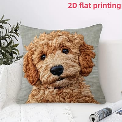 Knuffelhond 2D Vlakgedrukt Kussensloop: Zachte & Schattige Huisdecoratie Bankkussenhoes, woningdecoratie, 2D-print 45x45cm