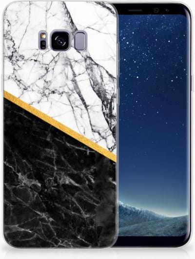 Samsung Galaxy S8 Plus TPU Siliconen Hoesje Marmer Wit Zwart - Origineel Cadeau Man