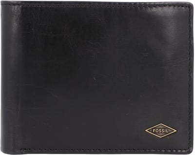 FOSSIL Leren Portemonnee Ryan Passcase Black Zwart