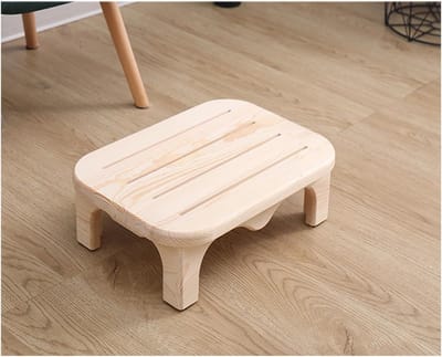 Houten Opstapje - Krukje Voetenbank - Extra Steun - Massief Hout Gepolijst - 40x40x20cm - Houtkleur