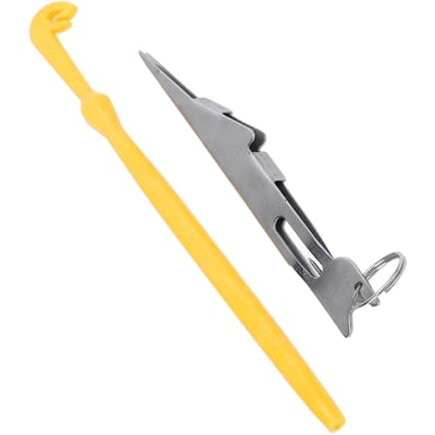 Outil pour Faire les Nœuds de Pêche Acier à Haute Teneur en Carbone et Plastique Noueur de Ligne de Pêche et Extracteur d'Hameçon gray