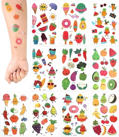 10 Vellen Tijdelijke Kindertatoeages Waterdicht Zomerfruit Themafeest Decoratie