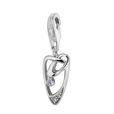Quiges – 925 - Zilver – Charm - Bedel - Hanger - Abstracte Vorm - met – sterling - zilver - karabijnslot - geschikt - voor - Bedelarmband HC227