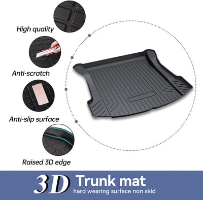Dailygoods- Kofferruimte Liner - Op maat gemaakt - Rubber - 3D Cargo Mat - Vlekbestendig - Geurloos - Voor Tesla Model 3 2017-2024 - Kofferbakmat