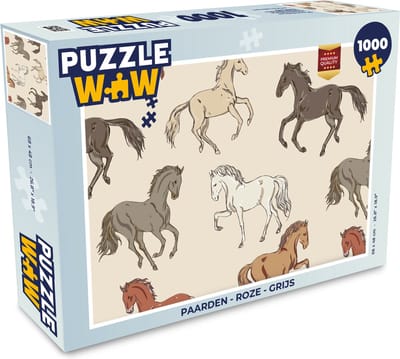 Puzzel Paarden - Roze - Grijs - Meisjes - Kinderen - Meiden - Legpuzzel - Puzzel 1000 stukjes volwassenen