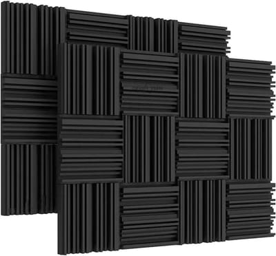 Geluidsabsorberende Panelen - Akoestisch Schuim - Geluidsverbetering Thuis - Hoge Dichtheid Schuim - 25 x 25 x 5 cm - Zwart