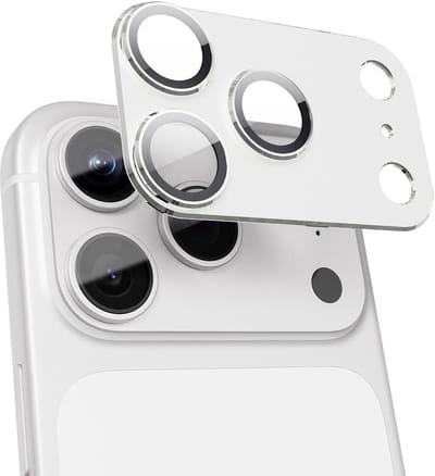 Casemania Camera Lens Shield Geschikt voor Apple iPhone 17 Pro Max - Zilver - Gehard Glas Camera Lens Protector - Camera Bescherming